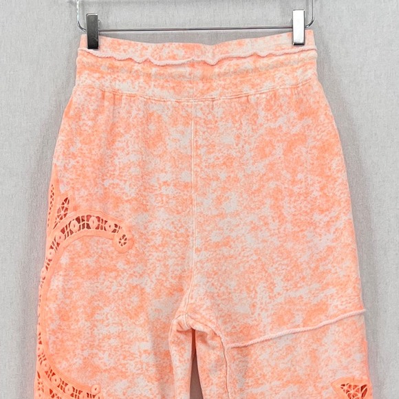 FREE PEOPLE Movement Sweatpants Womens XS White Neon Orange Sun and Done Jogger - Picture 6 of 16